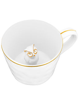 Кружка 300 мл 14*10*7,5 см "Сова" с фигуркой внутри, белый с золотом, фарфор