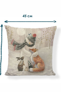 Наволочка декоративная рогожка Снеговик 1 шт