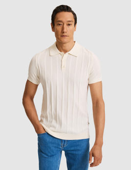 Ekru Slim Fit Pamuk Kar___ml_ Polo Yaka Triko T-shirt