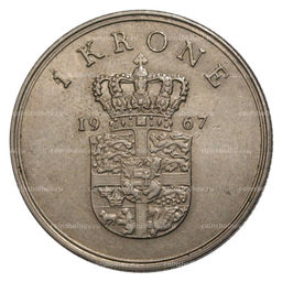 Монета 1 крона 1967 года Дания