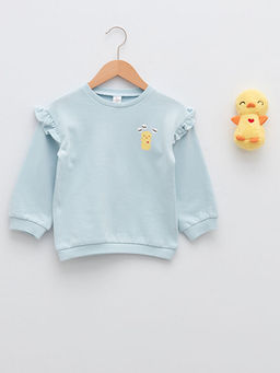 Bisiklet Yaka Uzun Kollu Bask?l? K?z Bebek Sweatshirt ve Oyuncak