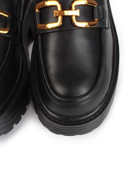 03-PDAG52-1 BLACK Лоферы женские (натуральная кожа)