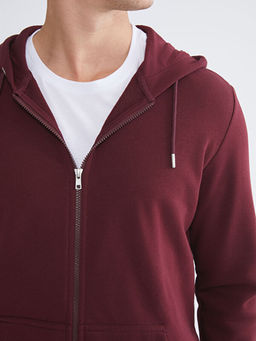 Kap??onlu Uzun Kollu Erkek Fermuarl? Sweatshirt