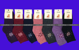 Цена за 12 пар. Носки детские собачья шерсть внутри махра на девочек арт. 5302 25-30 ( 16-17 см)