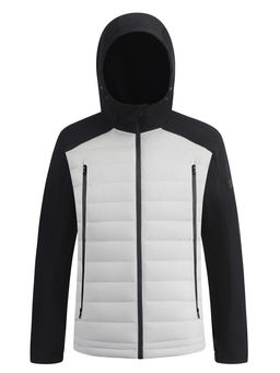 Куртка мужская гибридная стёганая с капюшоном с графеновой подкладкой бежевого цвета 9627_1B