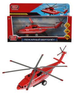 Технопарк. Вертолет Пожарный 20 см, металл, свет-звук, люк, подвиж дет, кор. арт.COPTER-20SLFIR-RDW