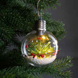 Ёлочный шар Еловая ветка, 1 LED, от батареек, свечение тёплое белое - Luazon lighting фото 6