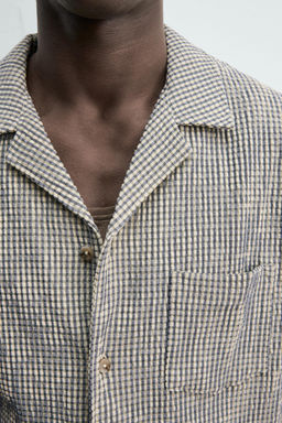 CAMISA REGULAR FIT ESTRUCTURA SEERSUCKER / Crudo / Verde - Zara фото 6