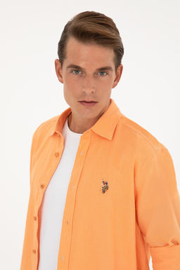 U. S. Polo Assn / Мужская оранжевая базовая рубашка с длинным рукавом - U.s. polo assn фото 2