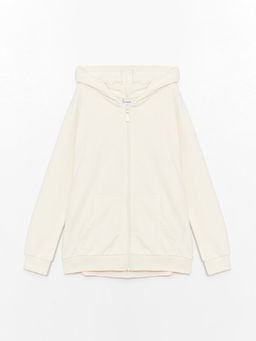 Kap??onlu Basic Uzun Kollu K?z ?ocuk Fermuarl? Sweatshirt