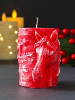 Декоративная свеча новогодняя «Барельеф Лошадь», 85×95 мм, лак, красный