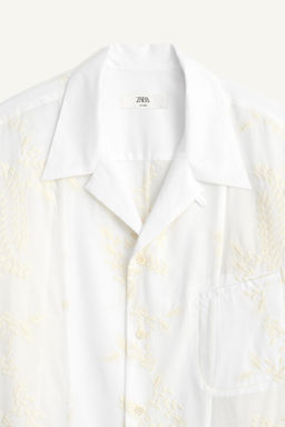 CAMISA RELAXED FIT BORDADOS / Crudo - Zara фото 7