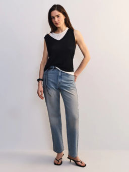 Джинсы прямого фита с высокой посадкой регулярной длины ZR2604092315-102 / Zarina