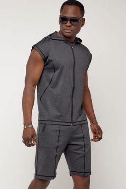 Спортивный костюм летний мужской темно-серого цвета 2262TC