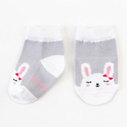 Носки для девочки «Крошка Я. Зайчонок», 2 пары, розовые, серые, 10-12 см
