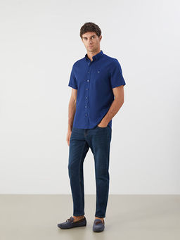 Regular Fit Keten Kar???ml? Erkek G?mlek