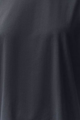 Antrasit %100 Pamuk Duble Kol Asimetrik Boyfriend Orme T-Shirt TWOSS20TS0828