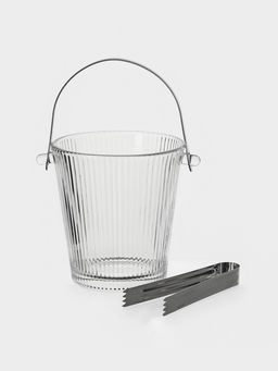 Ведро для льда «Риф», 900 мл, 15.5×14×13.5 см, с щипцами, стекло, прозрачное