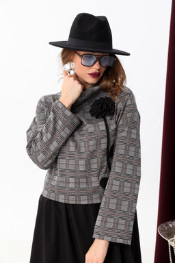 Платье NIKVA н924-5 серая клетка+чёрный  фото 2