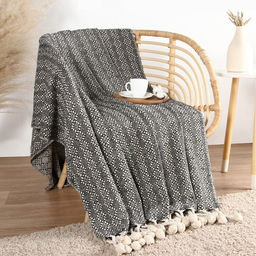 Плед SL Home Ethnics, 150×200 см с помпонами, 500 г/м²