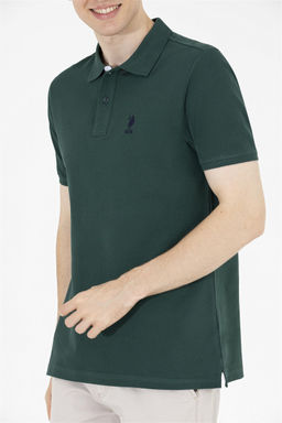 Мужская темно-зеленая футболка с воротником поло Basic - U.s. polo assn фото 13