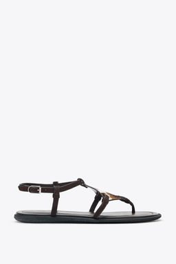 ANIMAL PRINT LEATHER AND SHEEPSKIN SANDALS - Zara фото 3