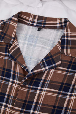 Kahverengi Regular Kesim Ekose/Kareli Gomlek-Pantolon Orme Pijama Tak?m? TMNAW26PT00014