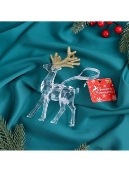 Ёлочная игрушка «Зимнее волшебство. Олень грация», 8×14 см, прозрачно-золотой
