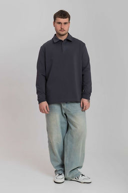 Толстовка-поло М125098с серый