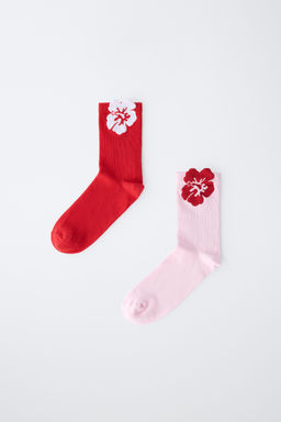 PACK DOS CALCETINES MEDIOS HIBISCUS / Multicolor - Zara фото 4