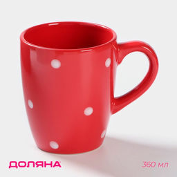 Кружка Доляна Красный горох, 360 мл, керамика, красная