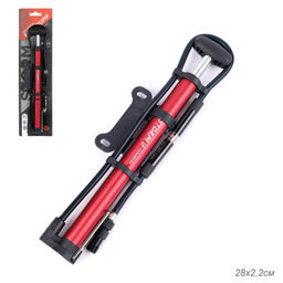 Насос для велосипеда ручной COMIRON STORM, алюминиевый цилиндр стальная складная ножка ручка и основание литой пластик Presta-Schrader, 11 бар /уп 50/