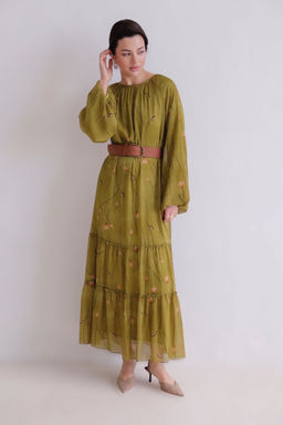 Martichelli Платье хаки с цветочным принтом