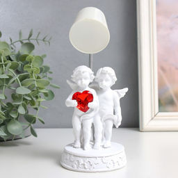 Фигурка светящаяся Лампа - ангелы с сердцем, белый, полистоун, 7.5?7.5?18 см, МИКС