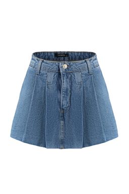 TRENDYOLMILLA Mavi Pileli Normal Bel Mini Denim Sort Etek TWOSS22SR00163 фото 11