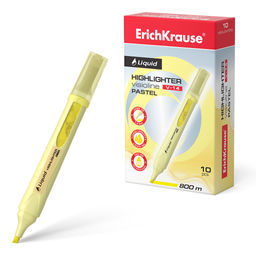 АКЦИЯ Цена за 10 шт. Текстмаркер с жидкими чернилами ErichKrause Visioline V-14 Liquid Pastel, цвет чернил желтый (в коробке по 10 шт.)
