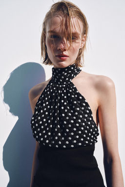 TOP HALTER LUNARES / Blanco / Negro - Zara фото 4