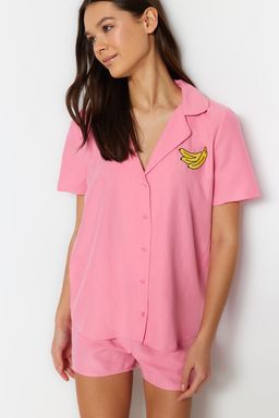 Trendyolmilla Ind?go Nak?sl? Sortlu Dokuma Pijama Tak?m? THMSS23PT00079  фото 2