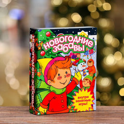 Цена за 5 шт. Подарочная коробка Книга Новогодние забавы 18,5 х 5 х 23,6 см