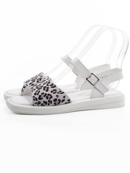 08-PEXL225-1 WHITE/LEOPARD Босоножки женские (натуральная кожа, натуральная замша)