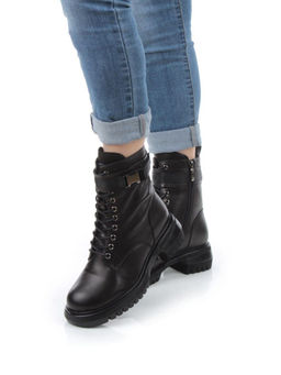 04-M2-592 BLACK Ботинки зимние женские (натуральная кожа, натуральный мех) - Фабричный китай фото 2