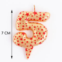 Свеча в торт Саната, цифра 5, золотая с красными звездами, 5,5 см - Страна карнавалия фото 2