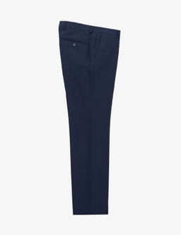 Lacivert Slim Fit Y_n _pek Kar___ml_ K_rlang__ Yaka Kruvaze Tak_m Elbise
