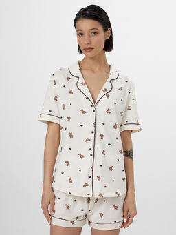 Комплект домашний женский молочный с принтом мишки - Mark formelle фото 4