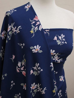 Штапель Премиум Цветочная пьеса на темно-синем, ВИД2, СОРТ2, ш.1.43м, вискоза-100%, 120гр/м.кв - Купава фото 2