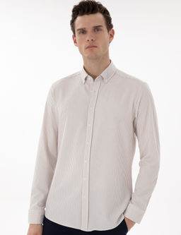 Bej Slim Fit _izgili Uzun Kollu G_mlek - Pierre cardin фото 3