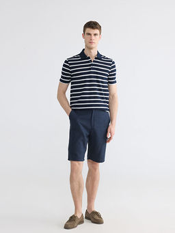 Regular Fit Keten Kar??ml? Erkek ?ort