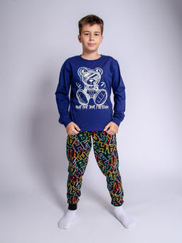 -10%! Пижама для мальчика 92224 т.синий/цветные буквы 870 Lets go