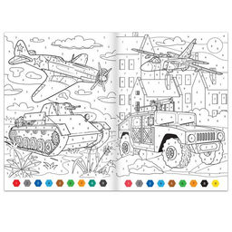 Раскраска по номерам Военная техника, 16 стр., формат А4