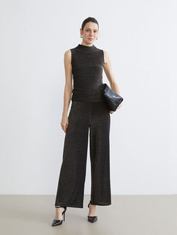 Beli Lastikli Parlak G?r?n?ml? Kad?n Pantolon